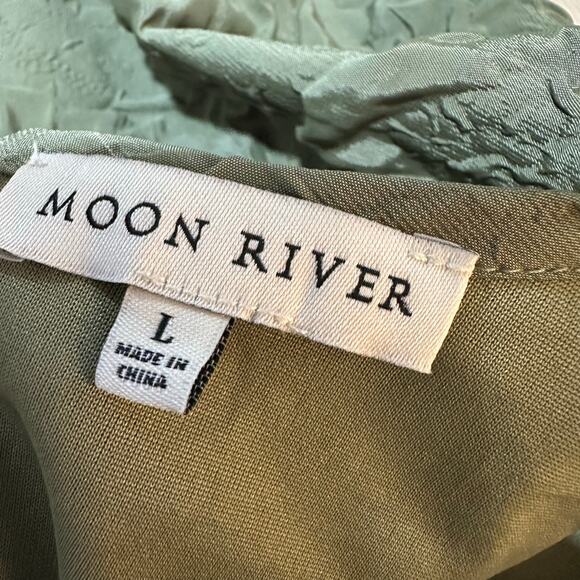 Moon River Women’s Cottagecore Modest Puff Sleeve Midi Dress Sage Green Large - Picture 3 of 13